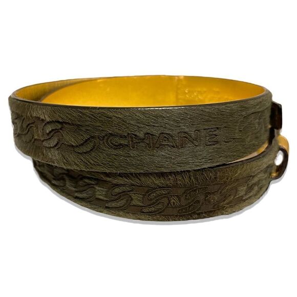 Chanel Buckle Belt Calf Hair and Leather |Size: 70|